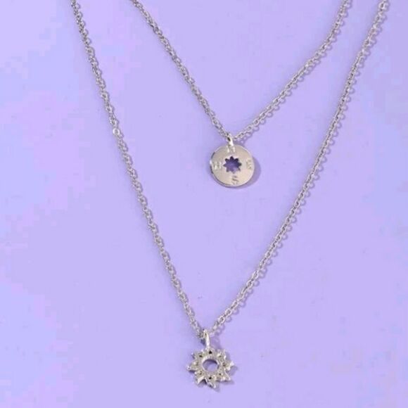 Layered Cardinal Points Stainless Steel Necklace - Picture 1 of 4